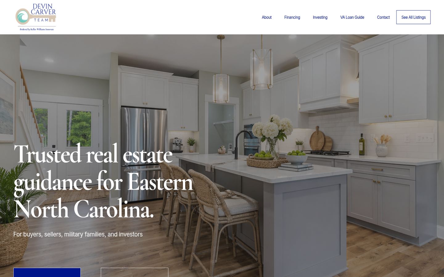 Homepage of the Devin Carver Team website
